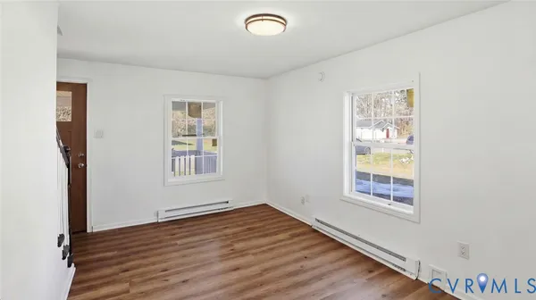 an empty room with windows