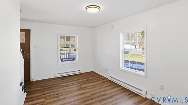 an empty room with windows