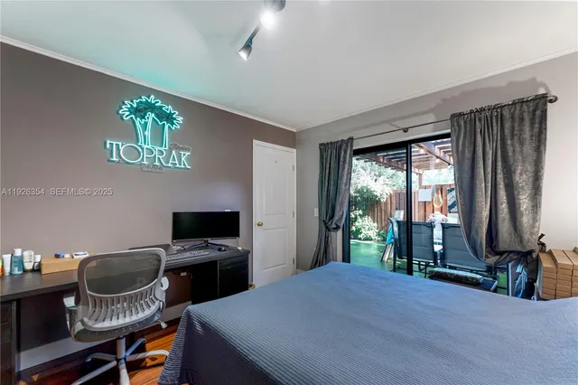 a workspace with furniture and window