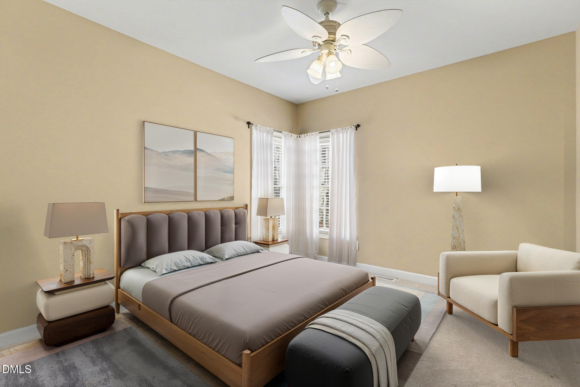 2616 Jasper Lane Raleigh, NC 27613 - Photo 26 of 44 a bedroom with a bed and a chandelier