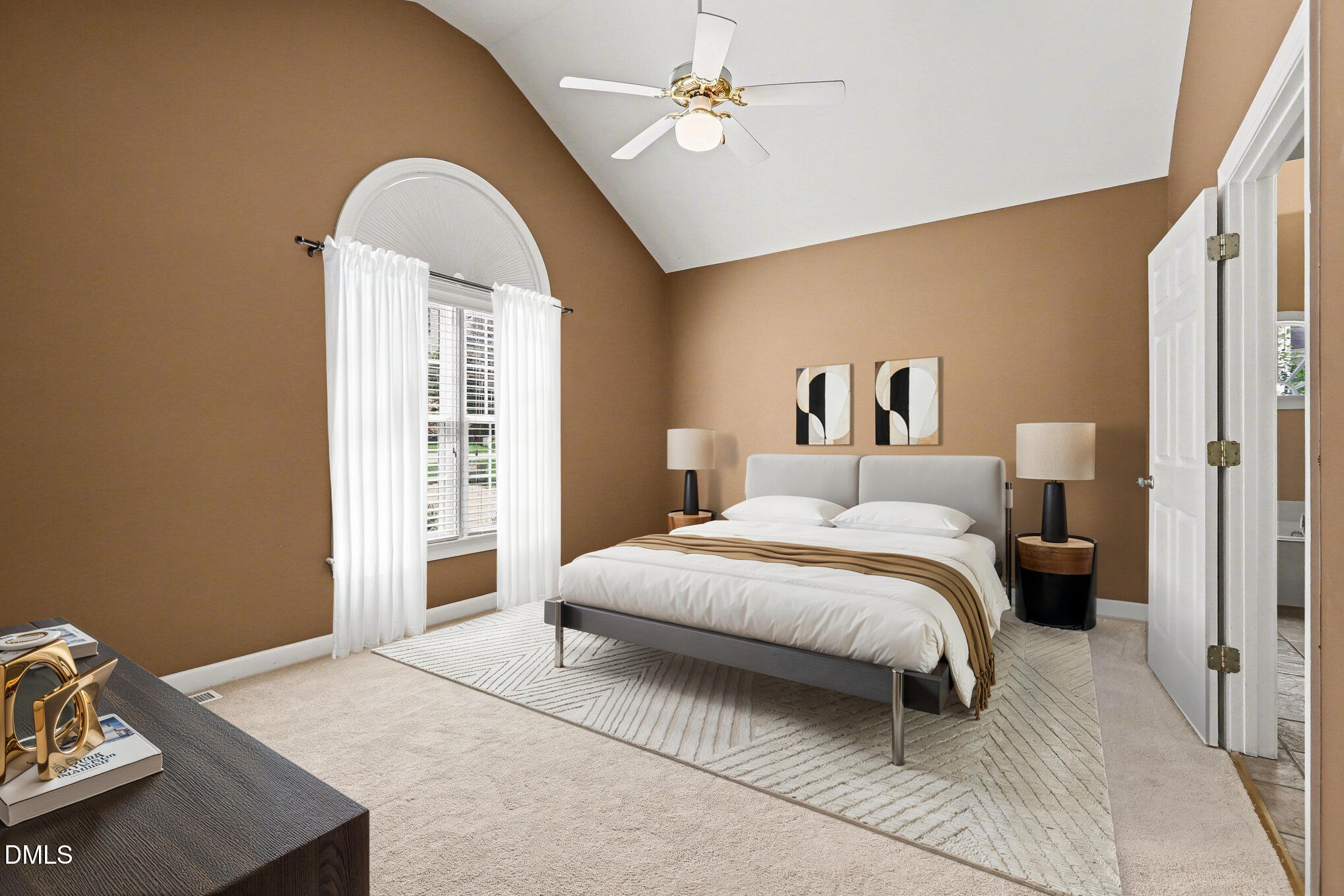 2616 Jasper Lane Raleigh, NC 27613 - Photo 31 of 44 a bedroom with a bed and a chandelier