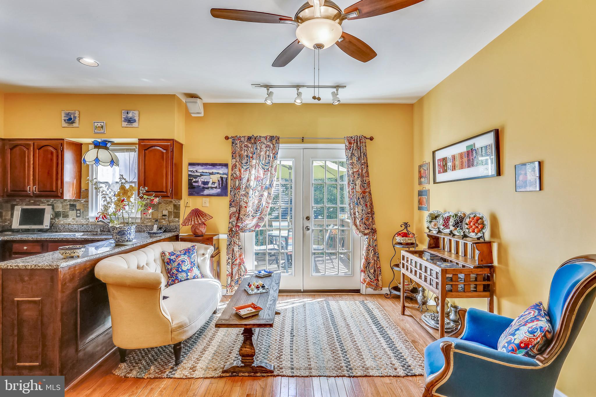 Family room with door to deck