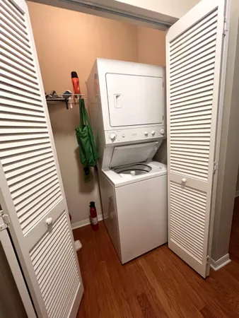 a view of a room with washer and dryer
