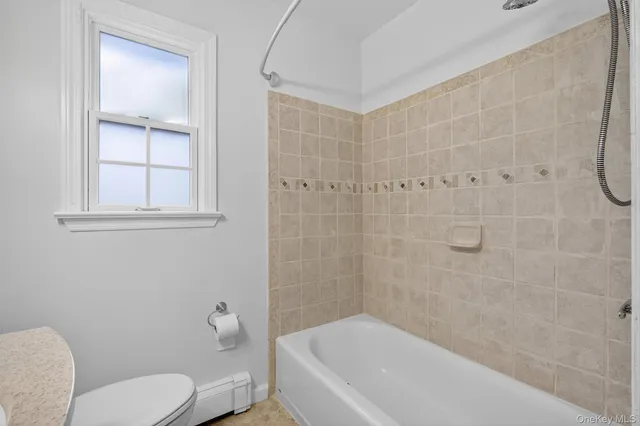 a bathroom with a toilet and a bathtub