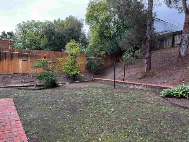 a backyard of a house with lots of green space
