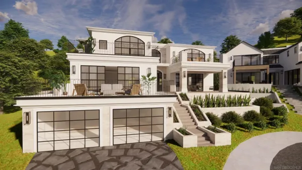 a front view of a house with swimming pool