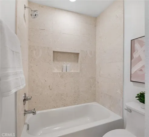 a bathroom with a bathtub