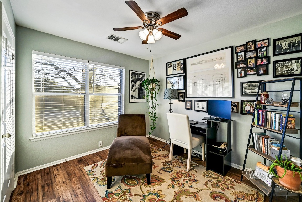 280 Spruce Drive Kyle, TX 78640 - Photo 14 of 30 Office featuring ceiling fan and wood finished floors