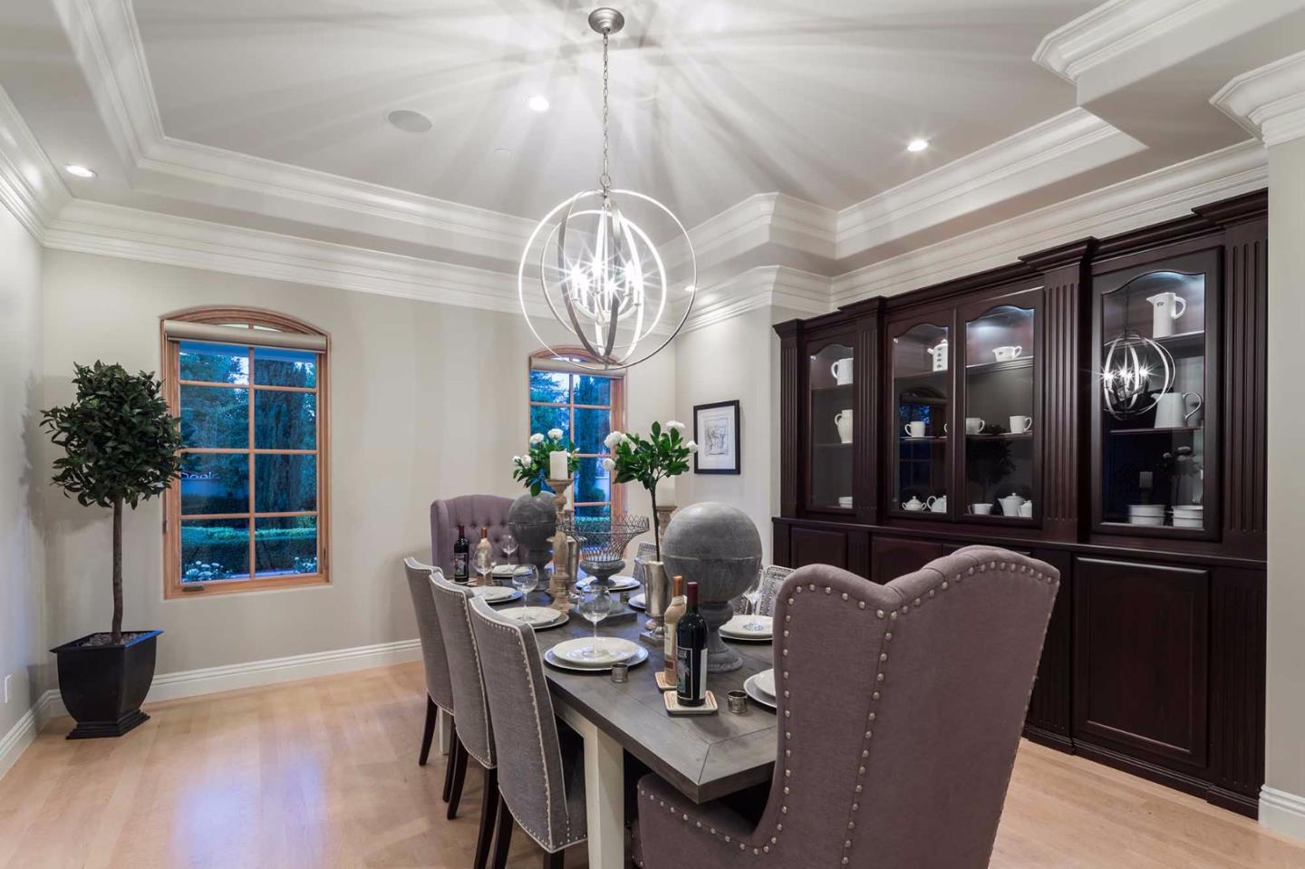 84 Nora Way Atherton, CA 94027 - Photo 9 of 37 a view of a dining room with furniture window and wooden floor