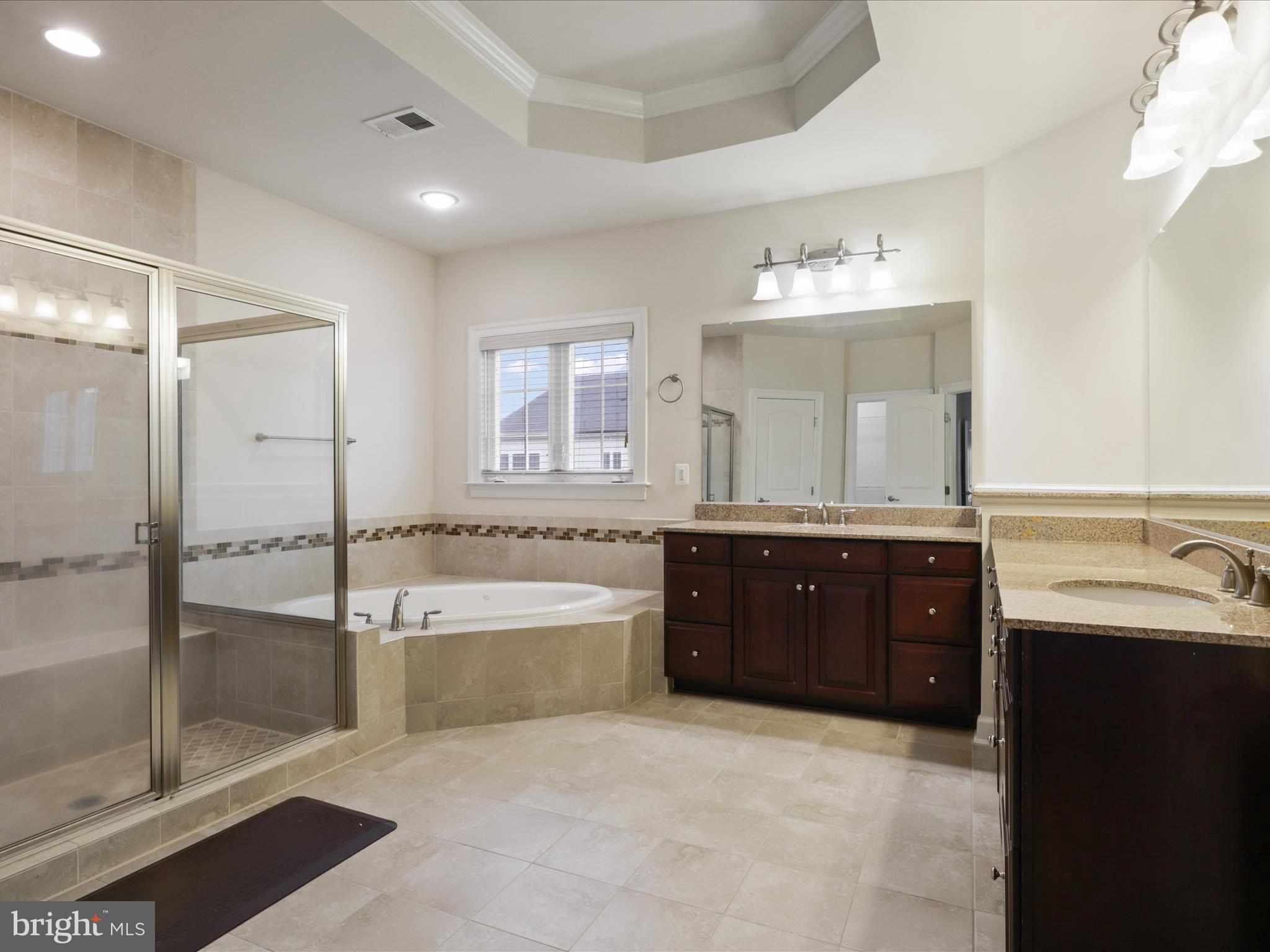 25138 Earlsdon Terrace Chantilly, VA 20152 - Photo 35 of 54 a spacious bathroom with a tub sink shower and mirror