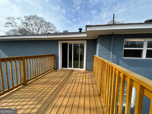 a view of wooden deck
