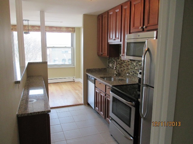 336 West Wellington Avenue, Unit 604 Chicago, IL 60657 - Photo 5 of 9 a kitchen with granite countertop a stove and a refrigerator