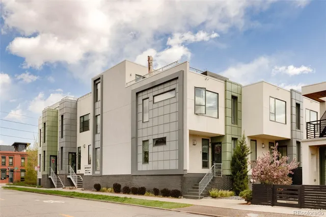 a front view of a multi story building