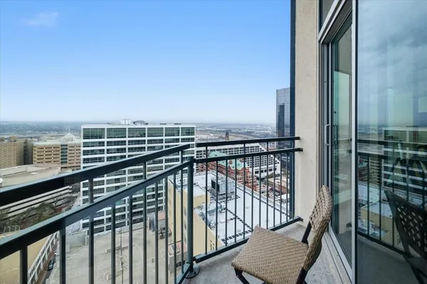 a view of balcony with staircase