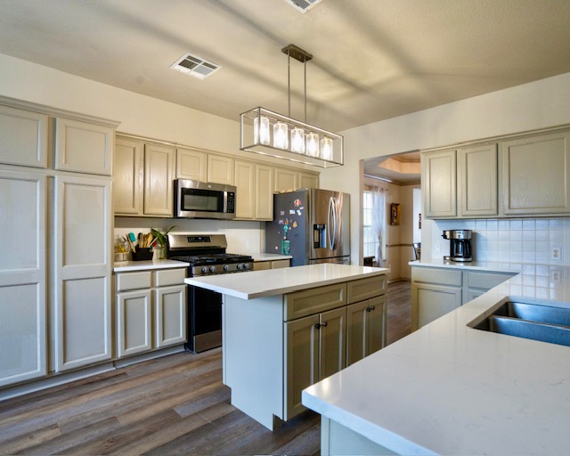 1406 Apache Cove Pflugerville, TX 78660 - Photo 12 of 40 a kitchen with cabinets a sink and stainless steel appliances