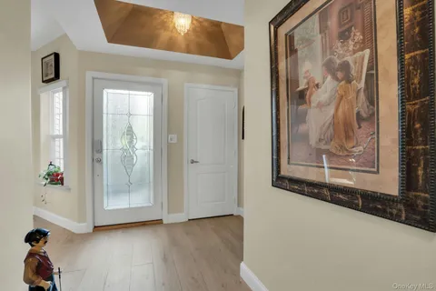 a view of a hallway with workspace