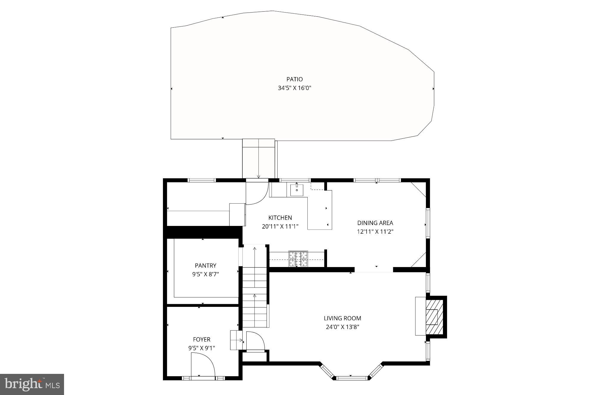 517 Worcester Road Towson, MD 21286 - Photo 43 of 44 First floor floorplan with inviting patio.