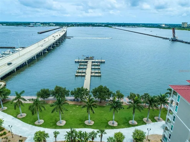 a view of a lake with a outdoor space