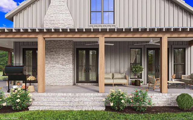 a front view of a house with garden