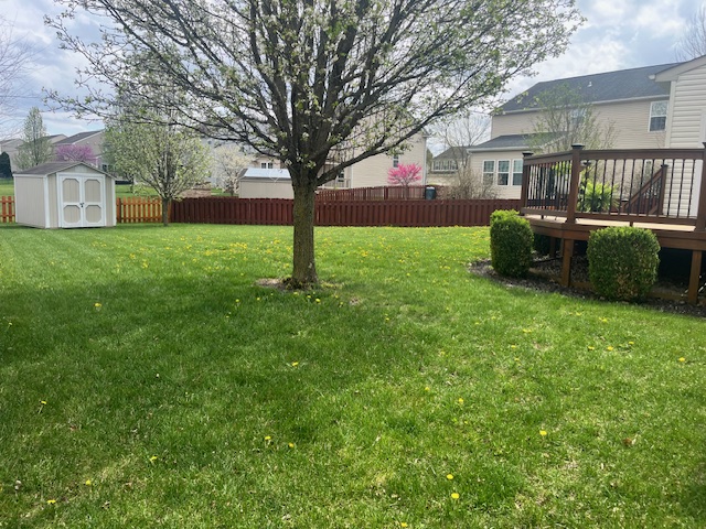 1978 Spring Ridge Drive Xenia, OH 45385 - Photo 37 of 44 This spacious yard offers a shed, privacy fencing, and a wooden deck for outdoor enjoyment.