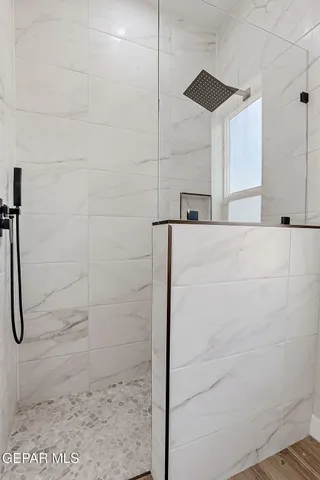 a bathroom with a shower