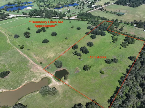 an aerial view of a yard