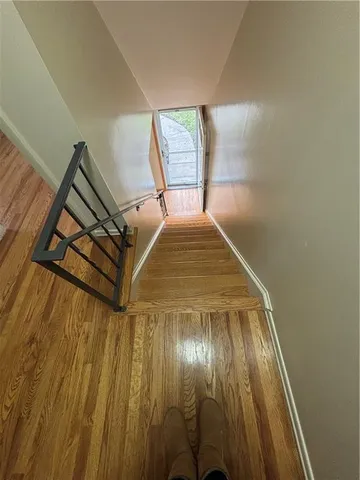 a view of wooden staircase