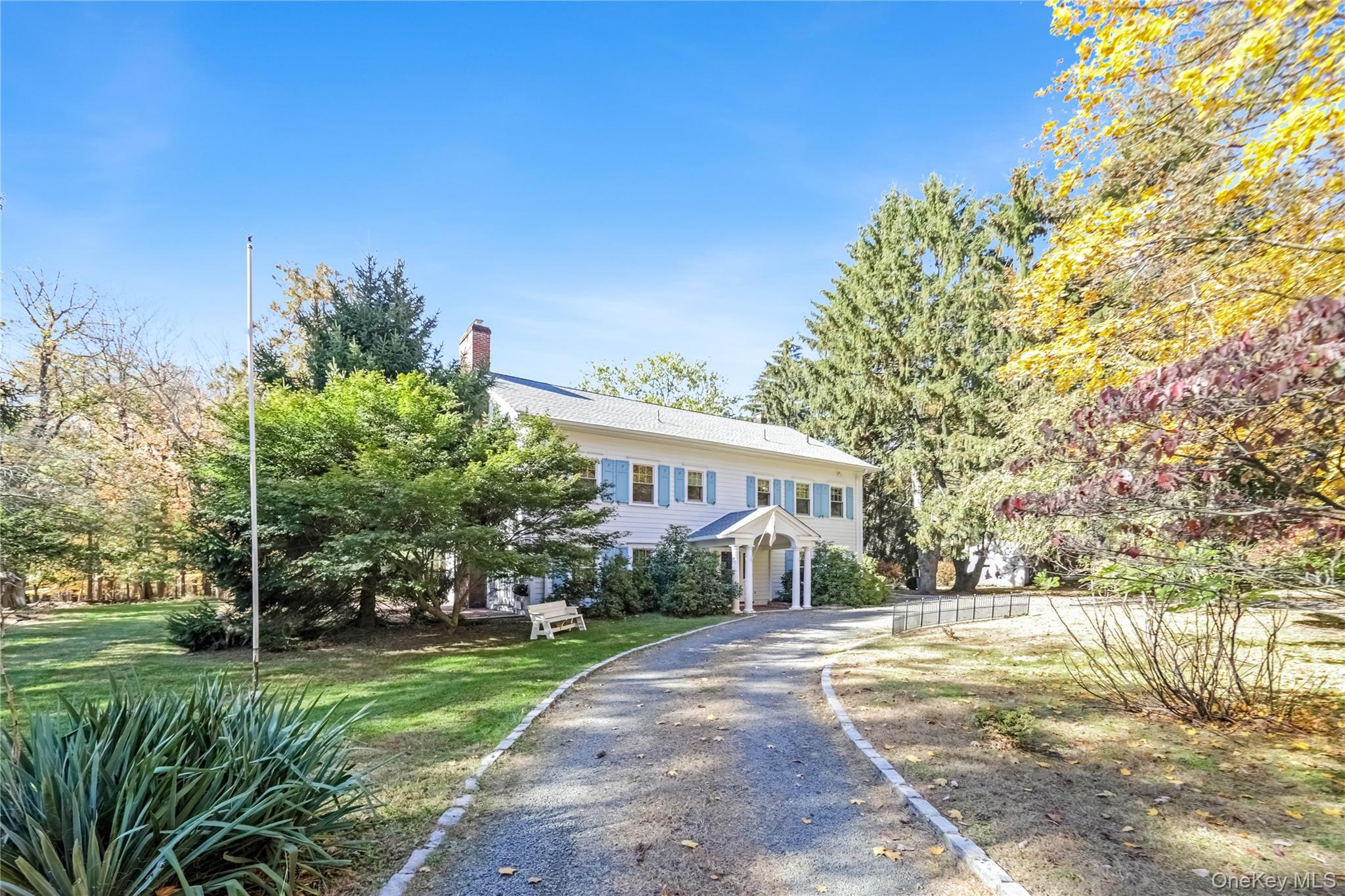 25 Whittier Road Blauvelt, NY 10913 - Photo 2 of 34 Colonial-style house with a chimney featuring circular driveway