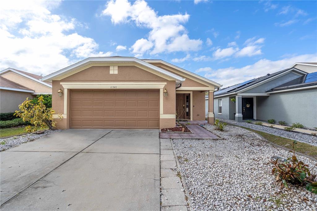 a front view of a house with a space