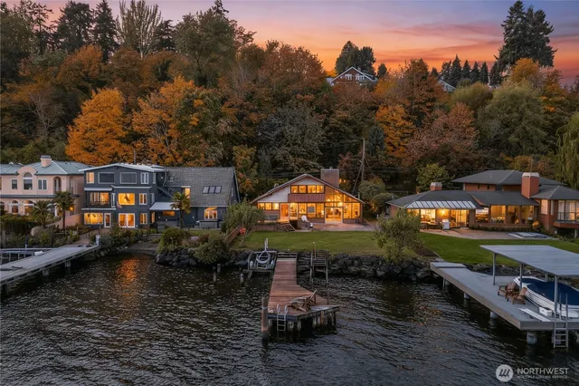a view of a lake with a house