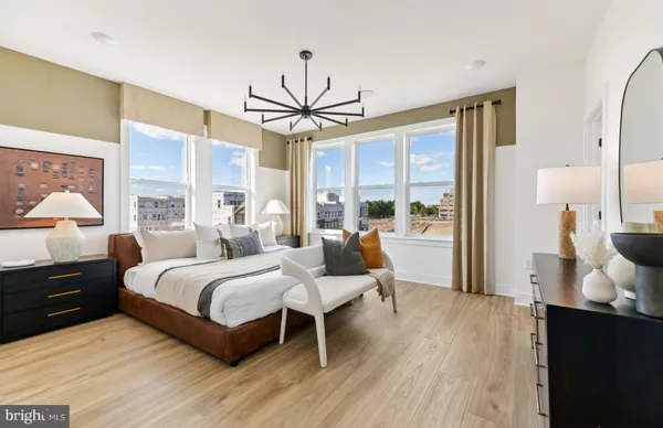 a workspace with furniture and a window