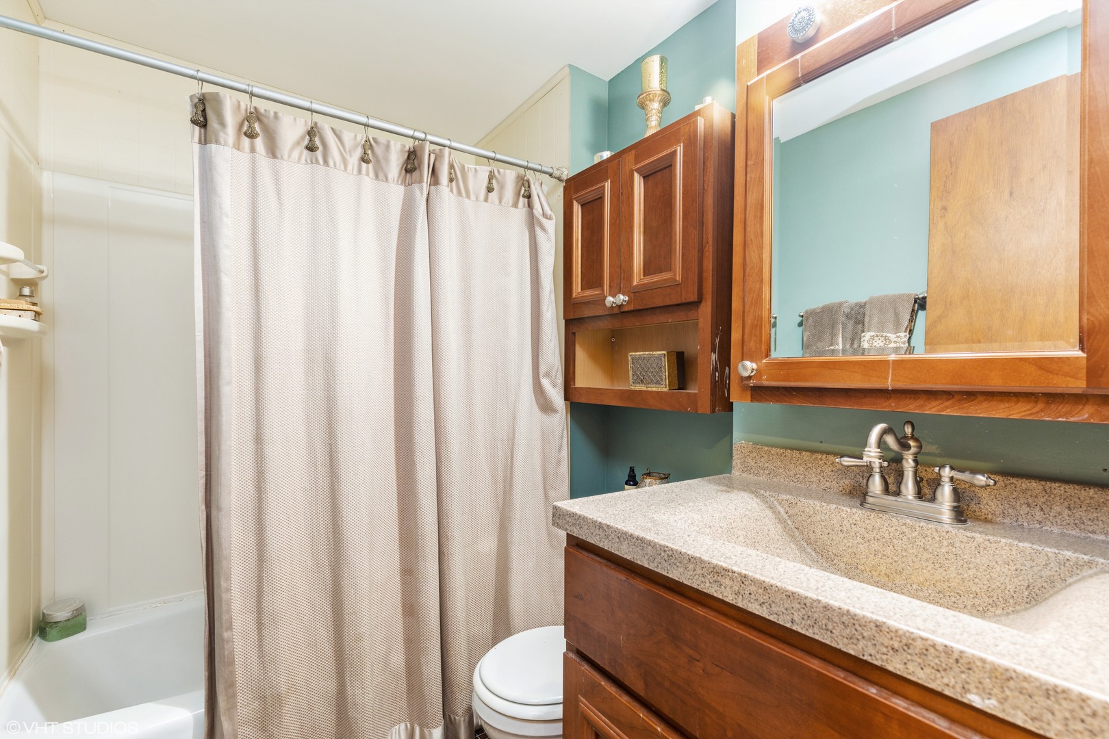 35W461 Country School Road Dundee, IL 60102 - Photo 25 of 32 a bathroom with a granite countertop sink and a mirror
