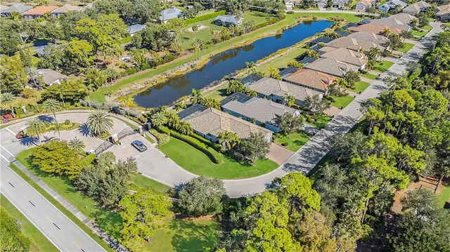 an aerial view of a swimming pool and outdoor space