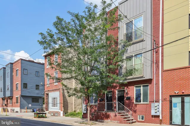 front view of a building with a street
