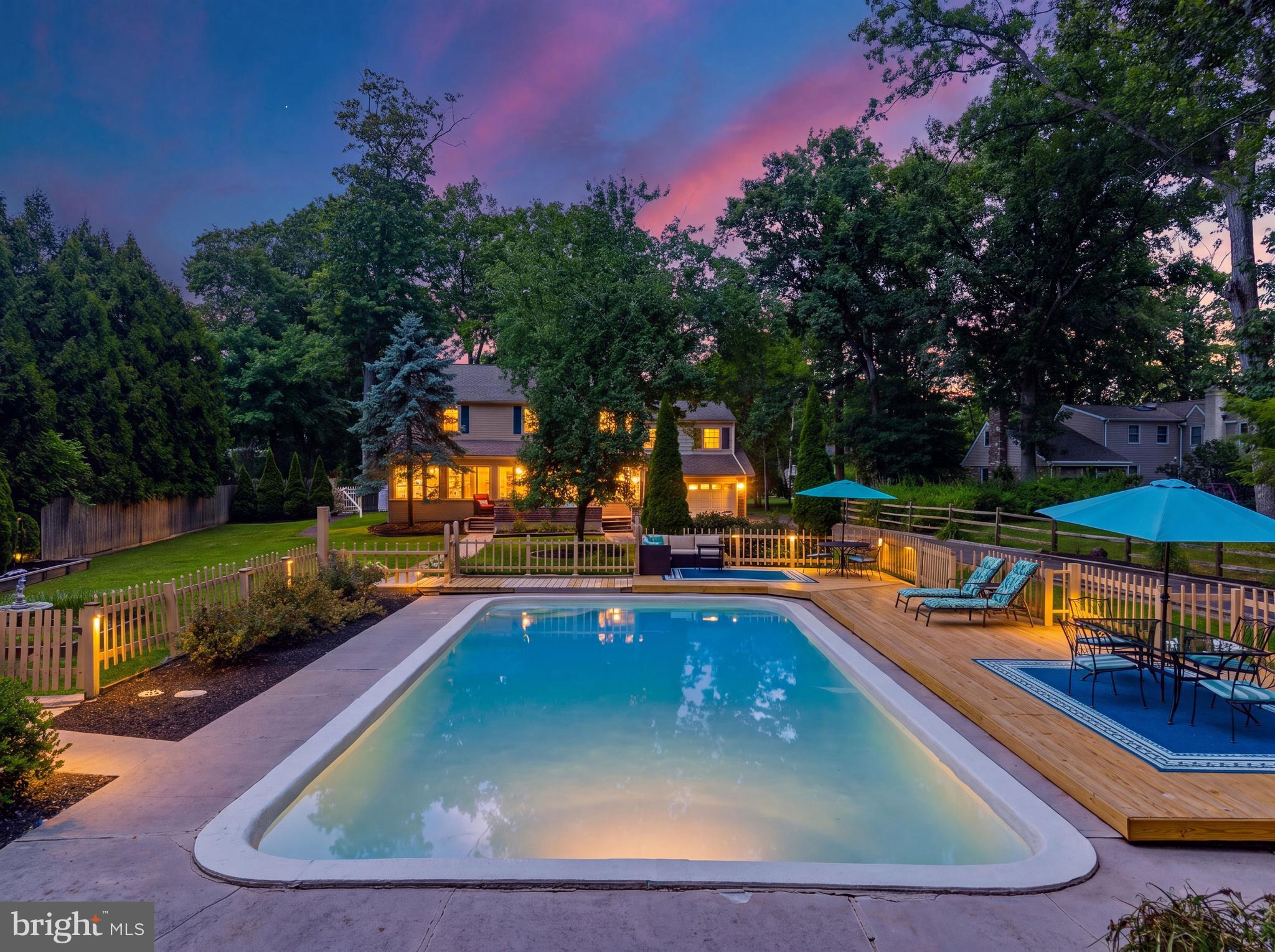 719 Cedar Hill Road Ambler, PA 19002 - Photo 41 of 48 Pool at Dusk