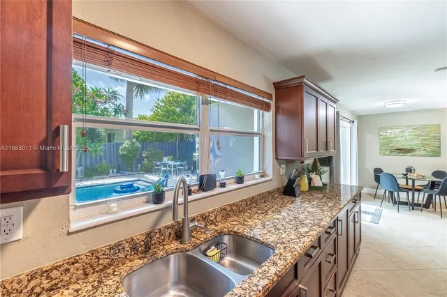 a living room with large window