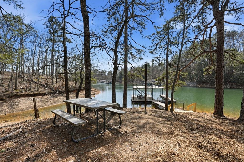3454 Green Apple Road Gainesville, GA 30506 - Photo 95 of 115 a view of a lake with a bench and trees