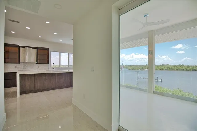 an empty room with a natural light