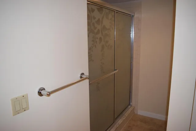 a bathroom with a shower