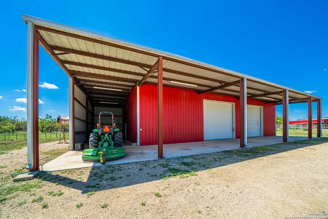 a front view of a building with yard