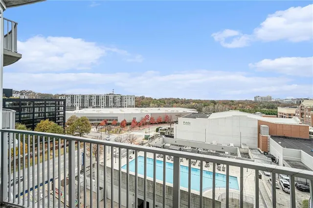 a view of a city from a balcony