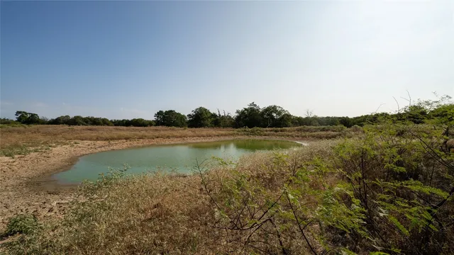 a view of a lake with houses in the back