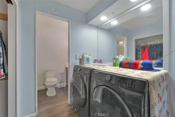 a utility room with a washer and dryer