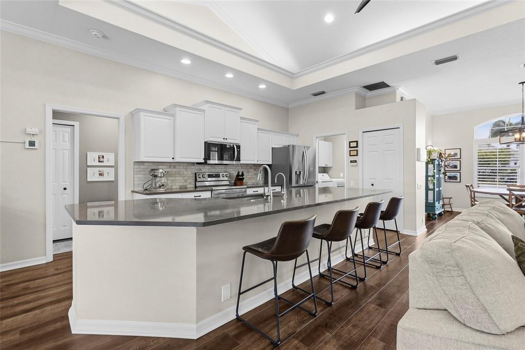 6582 Waters Edge Way Lakewood Ranch, FL 34202 - Photo 20 of 98 a kitchen with stainless steel appliances kitchen island granite countertop a sink and cabinets