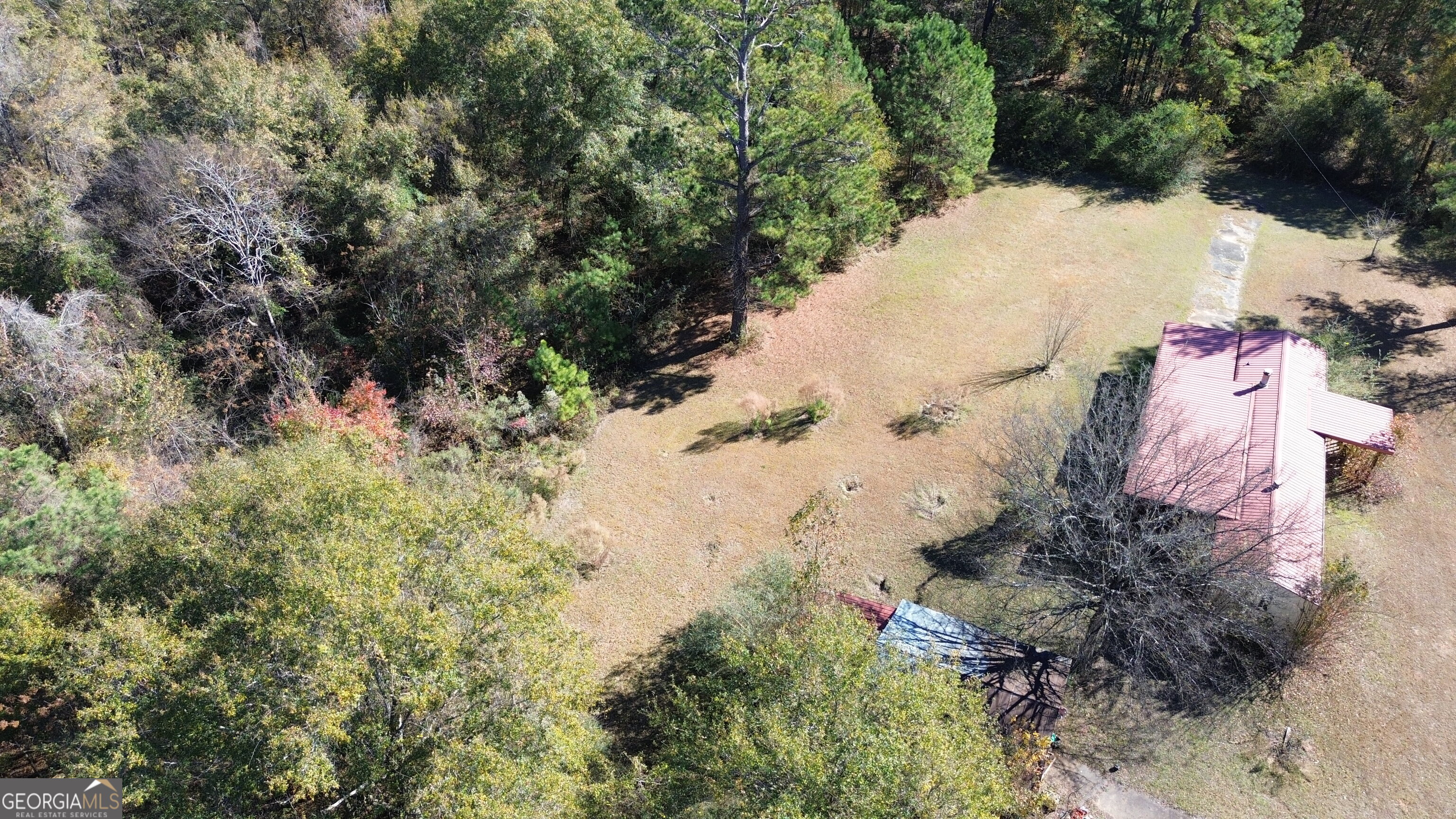 6330 Riggins Mill Road Dry Branch, GA 31020 - Photo 102 of 108 an aerial view of a house with a yard and mountain view in back