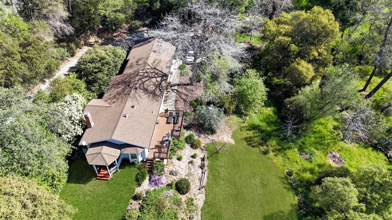 10100 Indian Hill Road Newcastle, CA 95658 - Photo 4 of 41 an aerial view of a house with a garden and trees