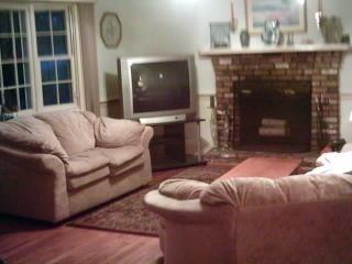 95 Goose Point Road Centerville, MA 02601 - Photo 2 of 9 a living room with furniture a flat screen tv and a fireplace