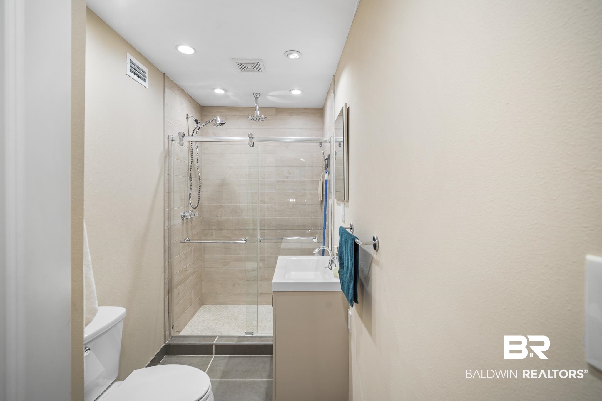 178 Lakeview Loop Daphne, AL 36526 - Photo 29 of 43 Full bathroom featuring vanity, a stall shower, and recessed lighting