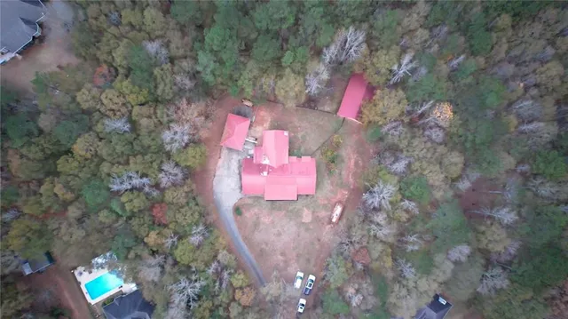 an aerial view of a house