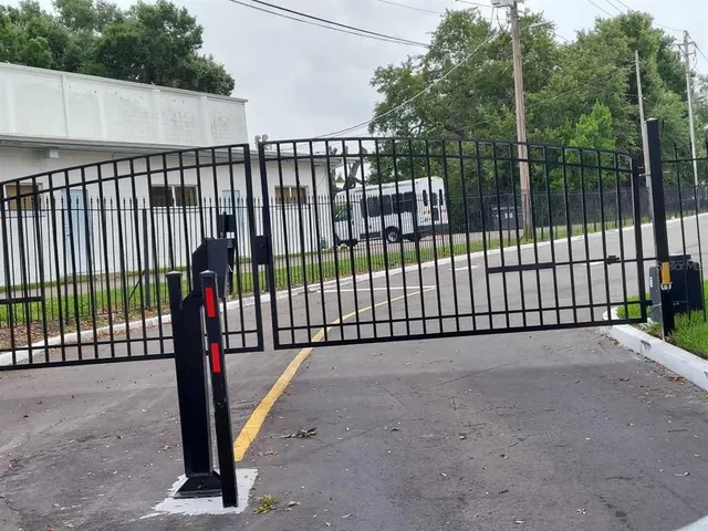 a view of a park with a street view